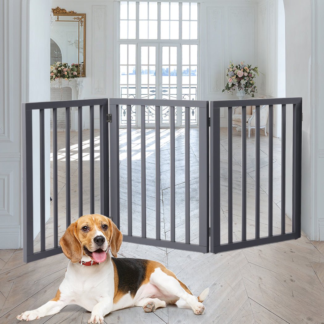 Retractable Wooden Pet Gate Dog Fence 2000x3mm - Grey - Rivercity House & Home Co. (ABN 18 642 972 209) - Affordable Modern Furniture Australia