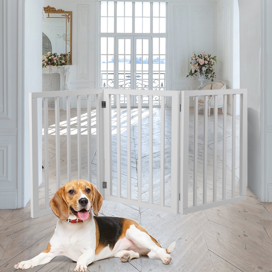 Retractable Wooden Pet Gate Dog Fence 2000x3MM - White - Rivercity House & Home Co. (ABN 18 642 972 209) - Affordable Modern Furniture Australia