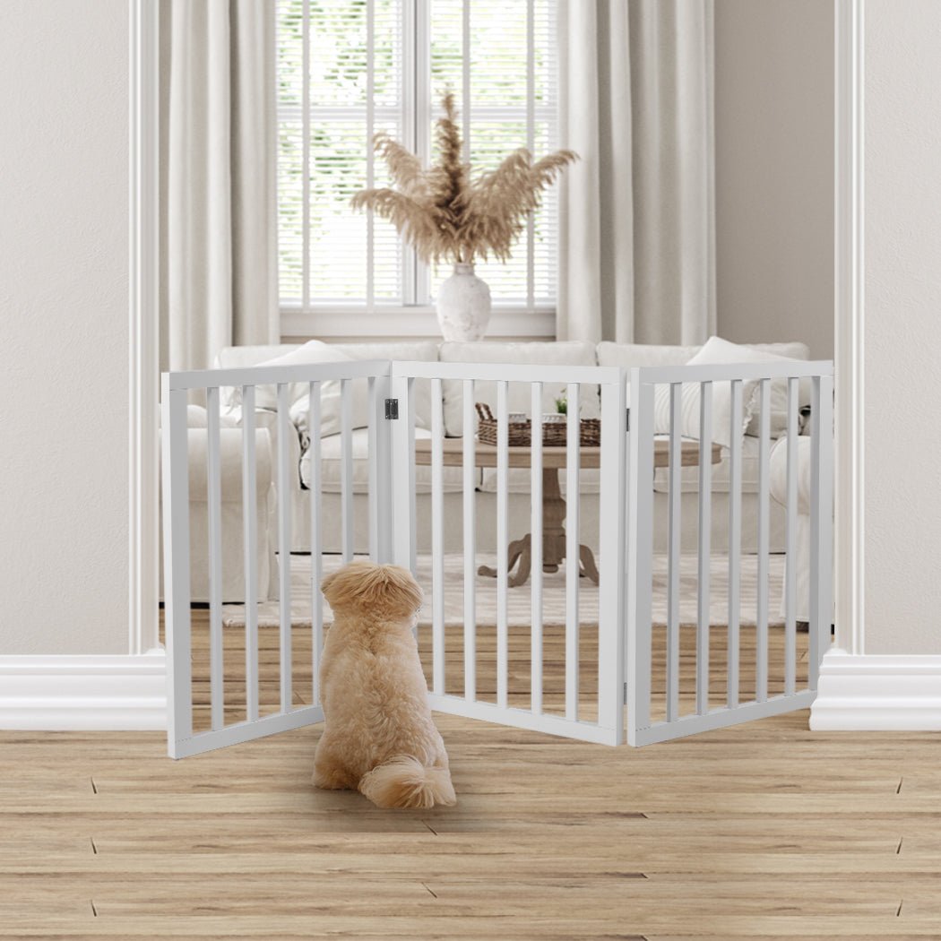 Retractable Wooden Pet Gate Dog Fence 2000x3MM - White - Rivercity House & Home Co. (ABN 18 642 972 209) - Affordable Modern Furniture Australia
