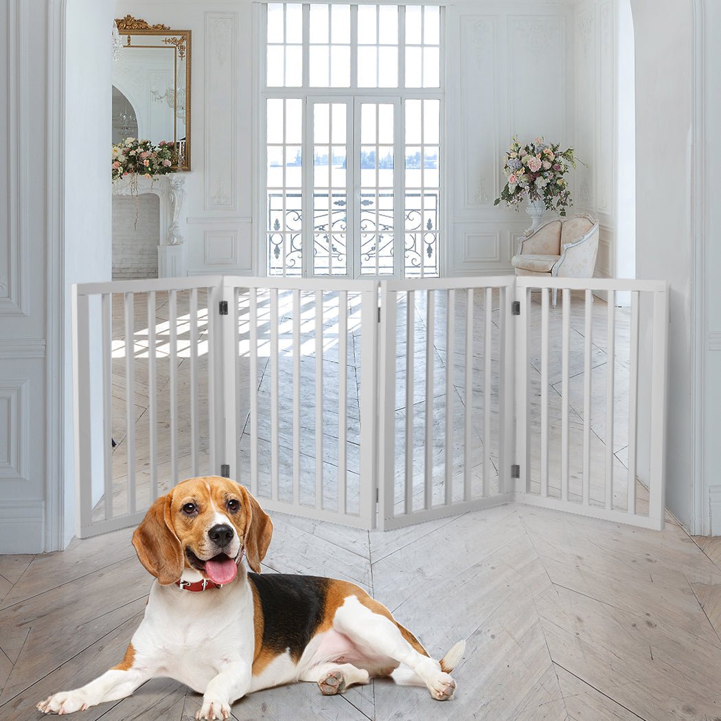 Retractable Wooden Pet Gate Dog Fence 600x3mm - White - Rivercity House & Home Co. (ABN 18 642 972 209) - Affordable Modern Furniture Australia