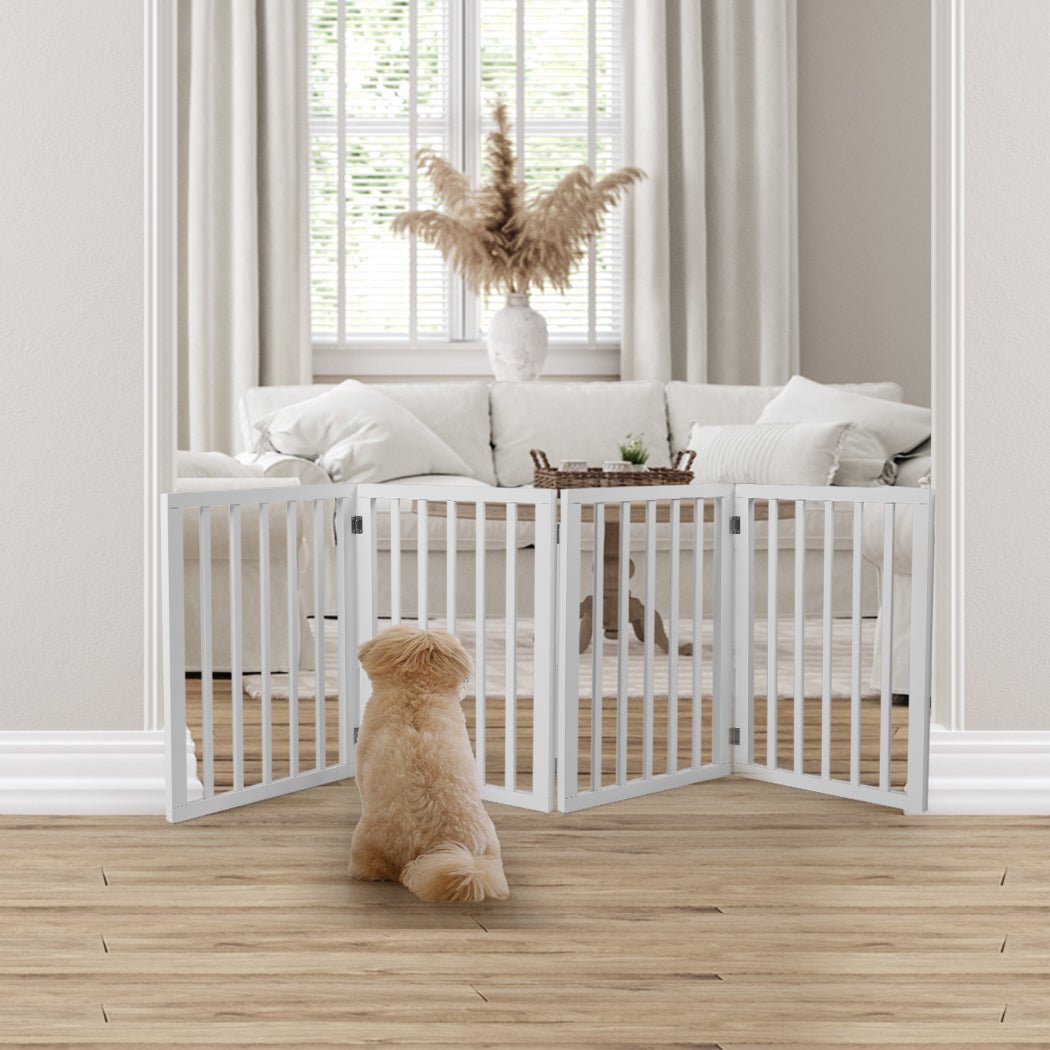 Retractable Wooden Pet Gate Dog Fence 600x3mm - White - Rivercity House & Home Co. (ABN 18 642 972 209) - Affordable Modern Furniture Australia