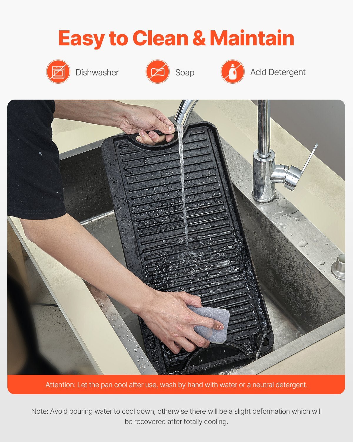 Reversible Grill/Griddle, 20x10 inch Pre - Seasoned Cast Iron Griddle, Portable Rectangular Pan with Handle, Family Cookware for Indoor/Outdoor Stove Top Burner, Gas, Camping BBQ, Black - Outdoor Recreation > Boating > Paddles & Oars - Rivercity House & Home Co. (ABN 18 642 972 209) - Affordable Modern Furniture Australia