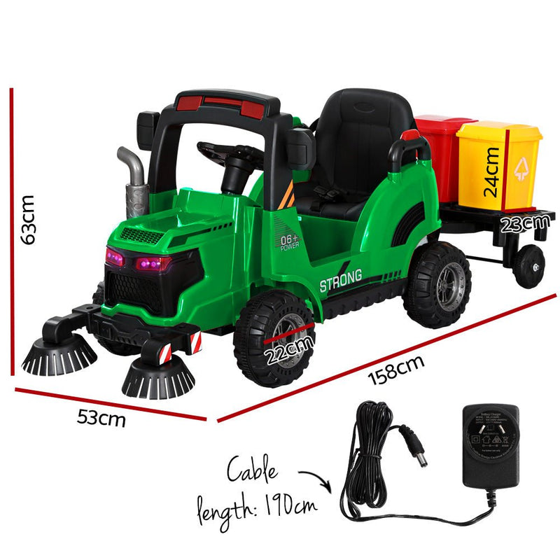 Rigo Kids Electric Ride On Car Street Sweeper Truck Toy Cars Remote 12V Green - Baby & Kids > Ride On Cars, Go - karts & Bikes > Ride On Cars - Rivercity House & Home Co. (ABN 18 642 972 209) - Affordable Modern Furniture Australia