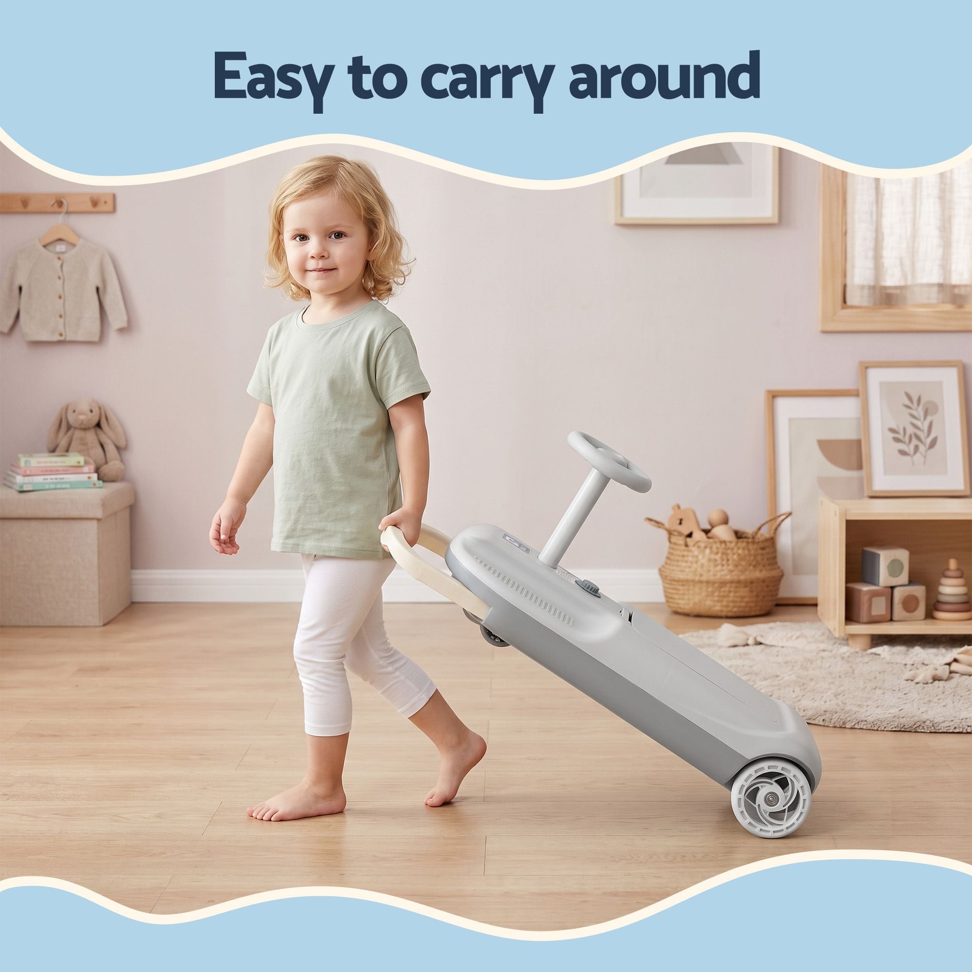 Rigo Ride on Car with Mop Storage Space Kids Clean Car 12V 86cm Grey - Baby & Kids > Ride On Cars, Go-karts & Bikes > Ride On Cars - Rivercity House & Home Co. (ABN 18 642 972 209) - Affordable Modern Furniture Australia