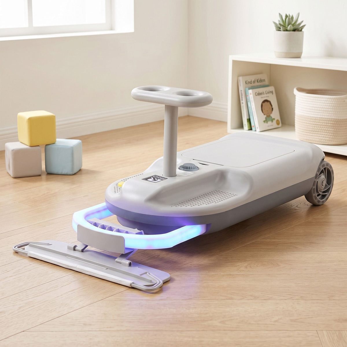 Rigo Ride on Car with Mop Storage Space Kids Clean Car 12V 86cm Grey - Baby & Kids > Ride On Cars, Go-karts & Bikes > Ride On Cars - Rivercity House & Home Co. (ABN 18 642 972 209) - Affordable Modern Furniture Australia