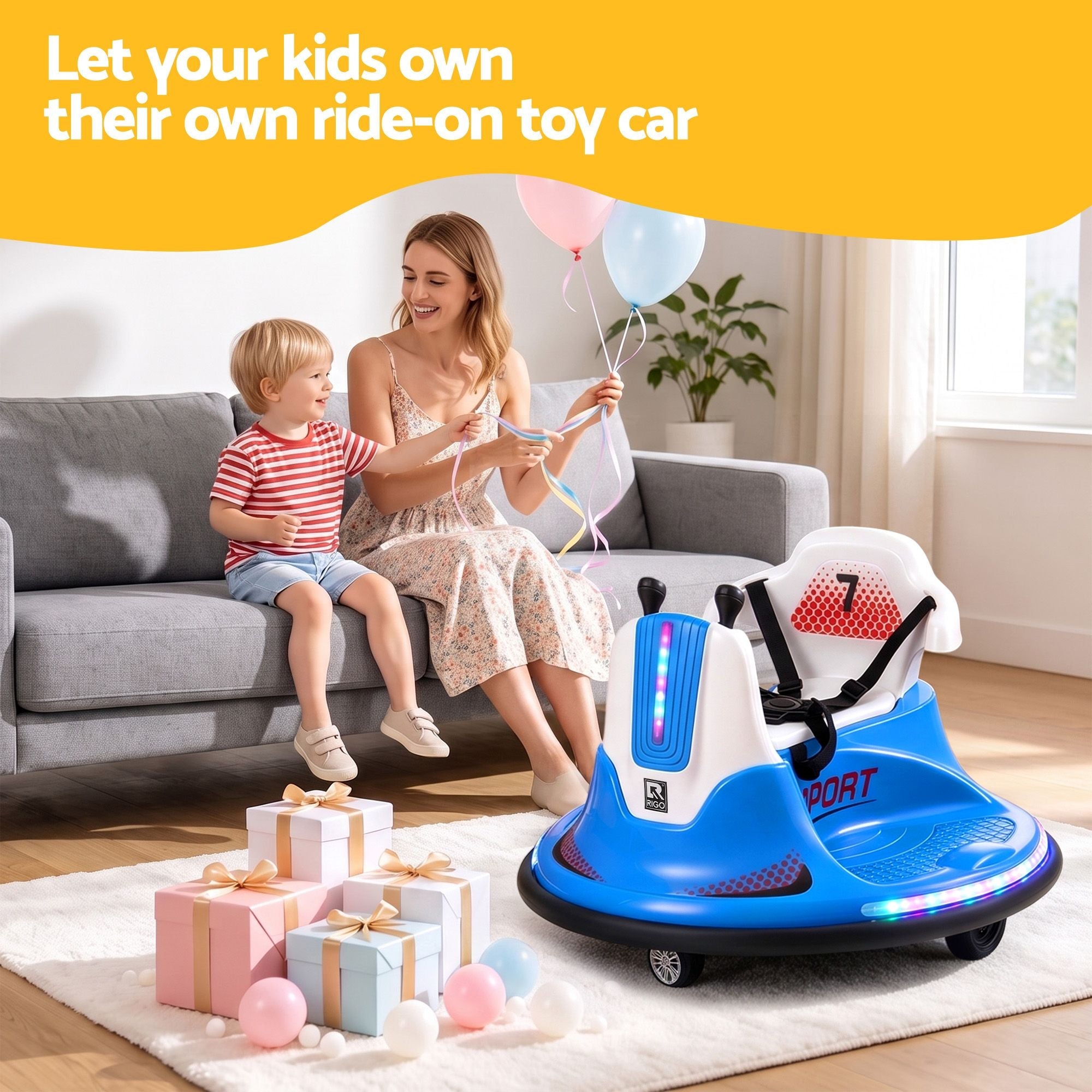 Rigo Ride on Cars Kids Bumper 12V Ride on Toy Toddler Remote Control Blue - Baby & Kids > Ride On Cars, Go-karts & Bikes > Ride On Cars - Rivercity House & Home Co. (ABN 18 642 972 209) - Affordable Modern Furniture Australia