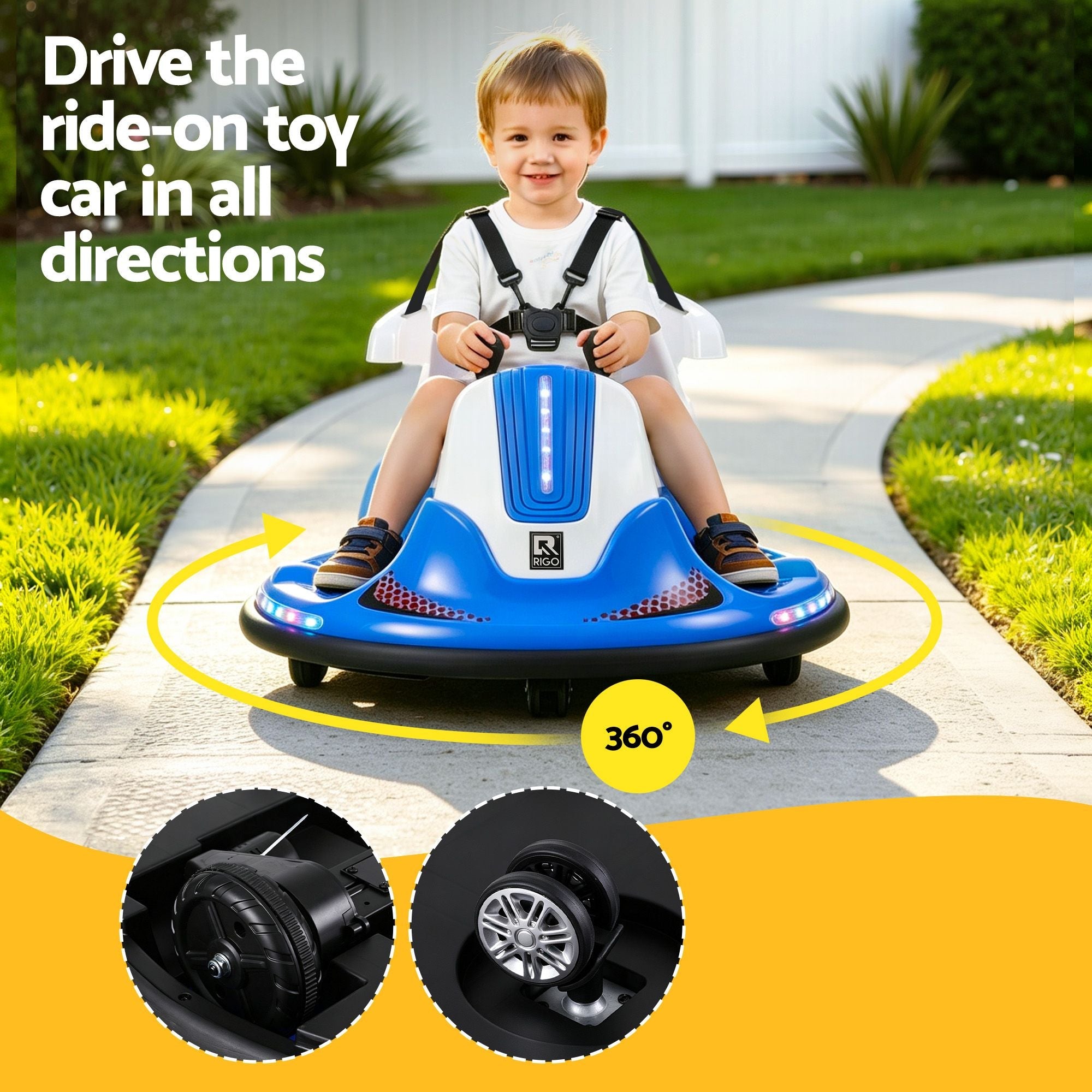 Rigo Ride on Cars Kids Bumper 12V Ride on Toy Toddler Remote Control Blue - Baby & Kids > Ride On Cars, Go-karts & Bikes > Ride On Cars - Rivercity House & Home Co. (ABN 18 642 972 209) - Affordable Modern Furniture Australia
