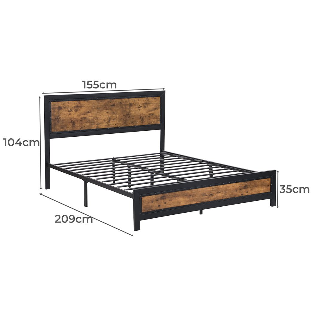 Rivet Industrial Queen Bed Frame – Brown - Rivercity House & Home Co. (ABN 18 642 972 209) - Affordable Modern Furniture Australia