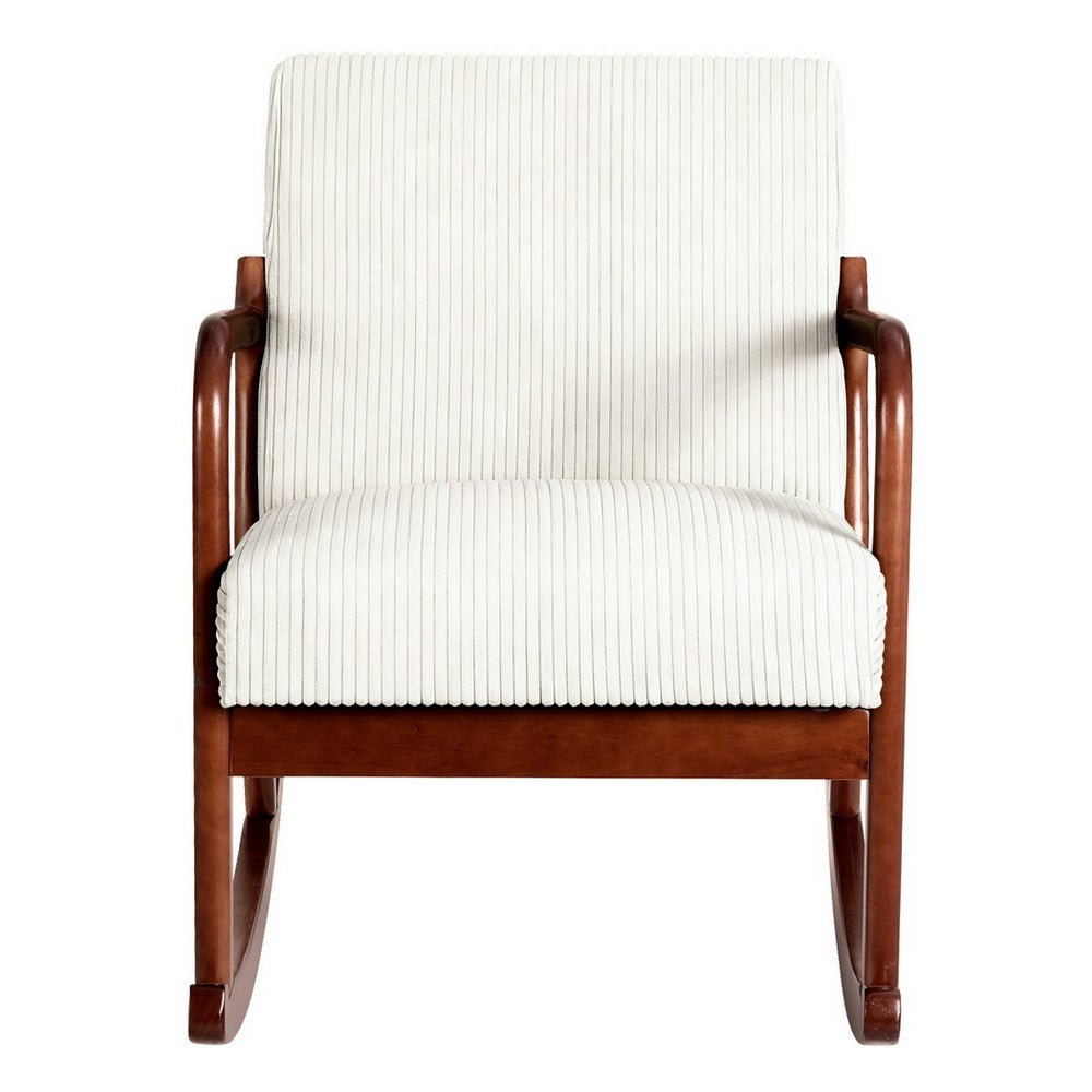 Rocking Armchair Nursing Chair Corduroy Beige - Furniture > Bar Stools & Chairs > Arm Chairs & Recliners - Rivercity House & Home Co. (ABN 18 642 972 209) - Affordable Modern Furniture Australia