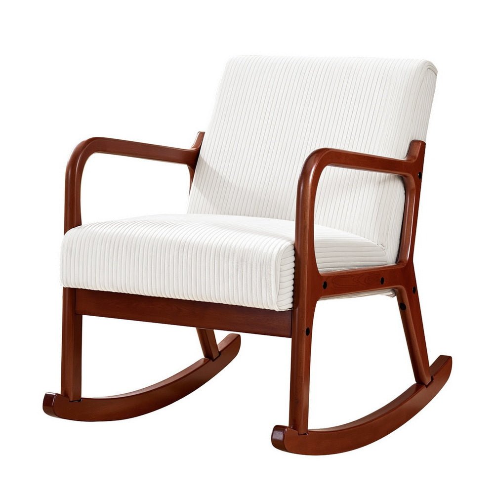 Rocking Armchair Nursing Chair Corduroy Beige - Furniture > Bar Stools & Chairs > Arm Chairs & Recliners - Rivercity House & Home Co. (ABN 18 642 972 209) - Affordable Modern Furniture Australia