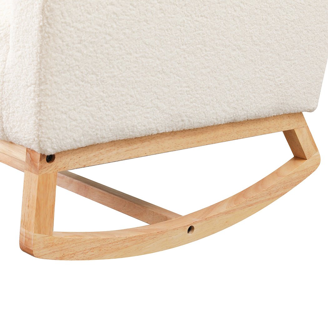 Rocking Chair and Ottoman Footrest with Side Pocket - Beige - Rivercity House & Home Co. (ABN 18 642 972 209) - Affordable Modern Furniture Australia