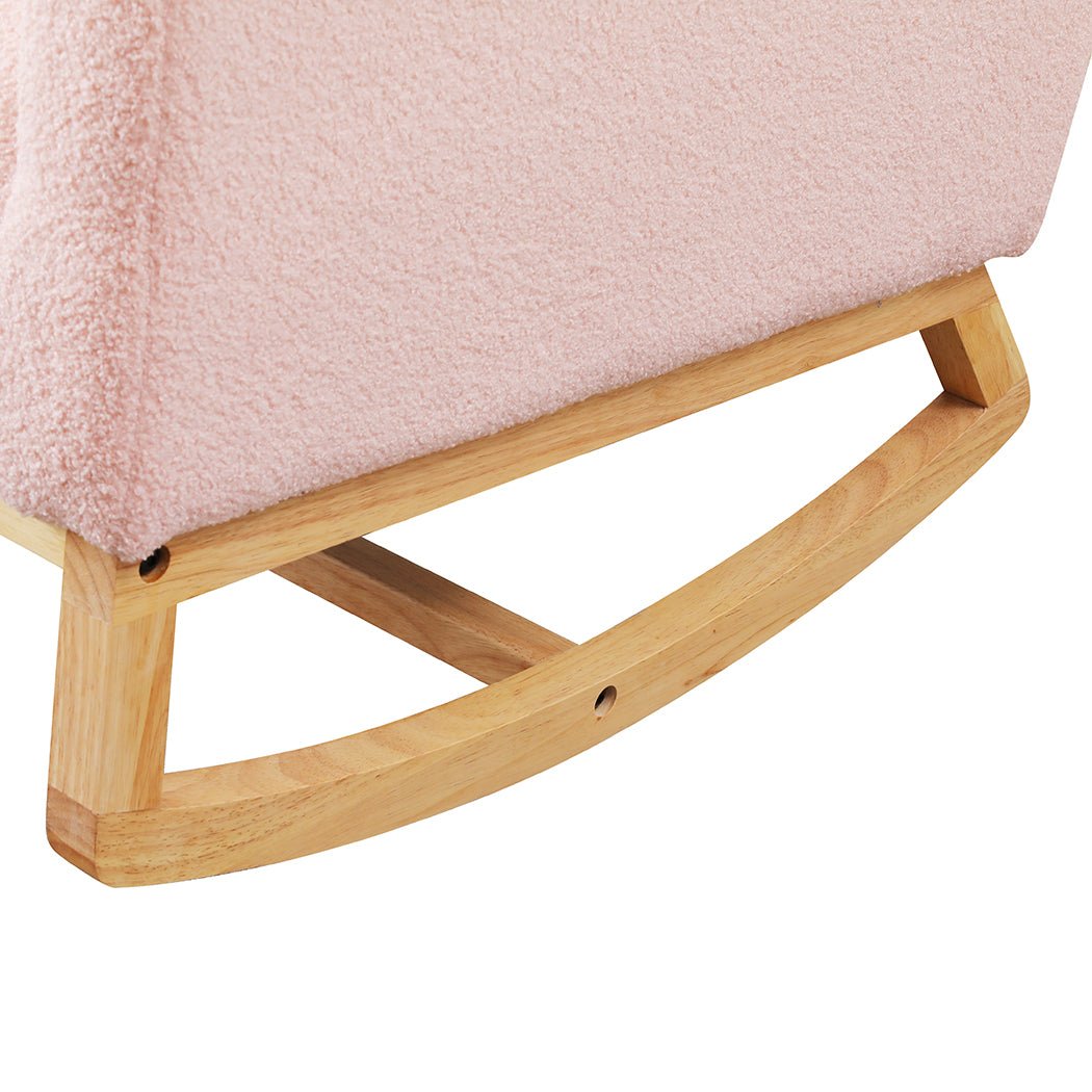Rocking Chair and Ottoman Footrest with Side Pocket - Pink - Rivercity House & Home Co. (ABN 18 642 972 209) - Affordable Modern Furniture Australia