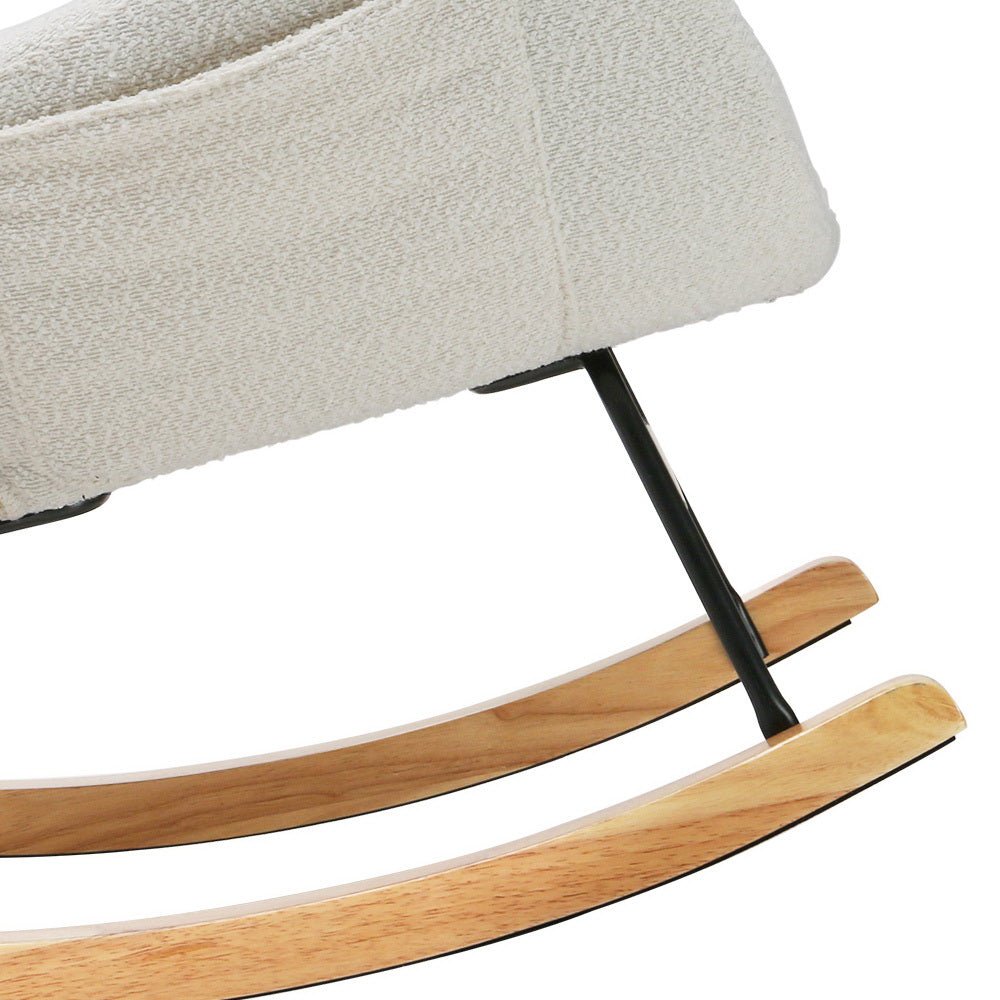 Rocking Chair Armchair Pillow Boucle White - Furniture > Bar Stools & Chairs > Arm Chairs & Recliners - Rivercity House & Home Co. (ABN 18 642 972 209) - Affordable Modern Furniture Australia