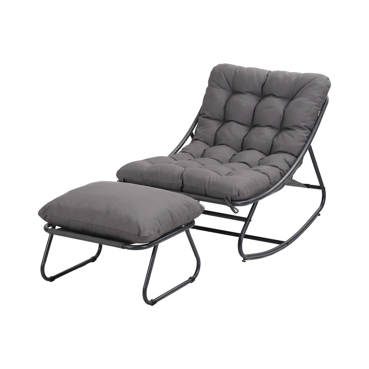Rocking Chair with Footrest and Mesh Seat Cushion - Grey - Furniture > Outdoor > Outdoor Chairs - Rivercity House & Home Co. (ABN 18 642 972 209) - Affordable Modern Furniture Australia