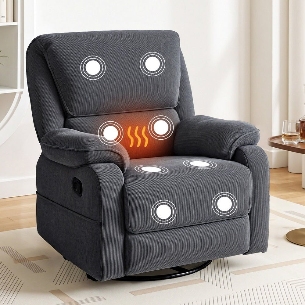 Rocking Recliner Chair 360 Swivel Massage Heated Reclining Chairs - Furniture > Bar Stools & Chairs > Arm Chairs & Recliners - Rivercity House & Home Co. (ABN 18 642 972 209) - Affordable Modern Furniture Australia