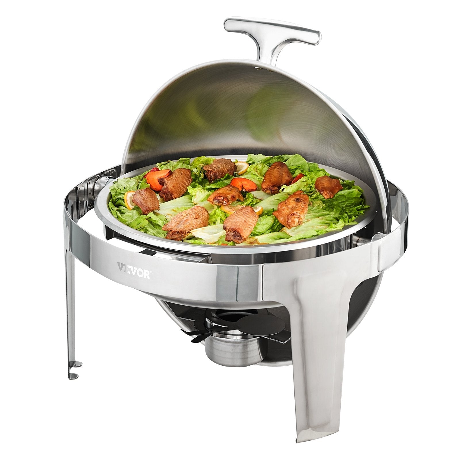 Roll Top Chafing Dish Buffet Set, 5.5L 2 Pack, Stainless Steel Chafer with 2 Full Size Pans, Round Catering Warmer Server with Lid Water Pan Stand Fuel Holder, for at Least 5 People Each - Home & Garden > Kitchenware > Food Storage - Rivercity House & Home Co. (ABN 18 642 972 209) - Affordable Modern Furniture Australia