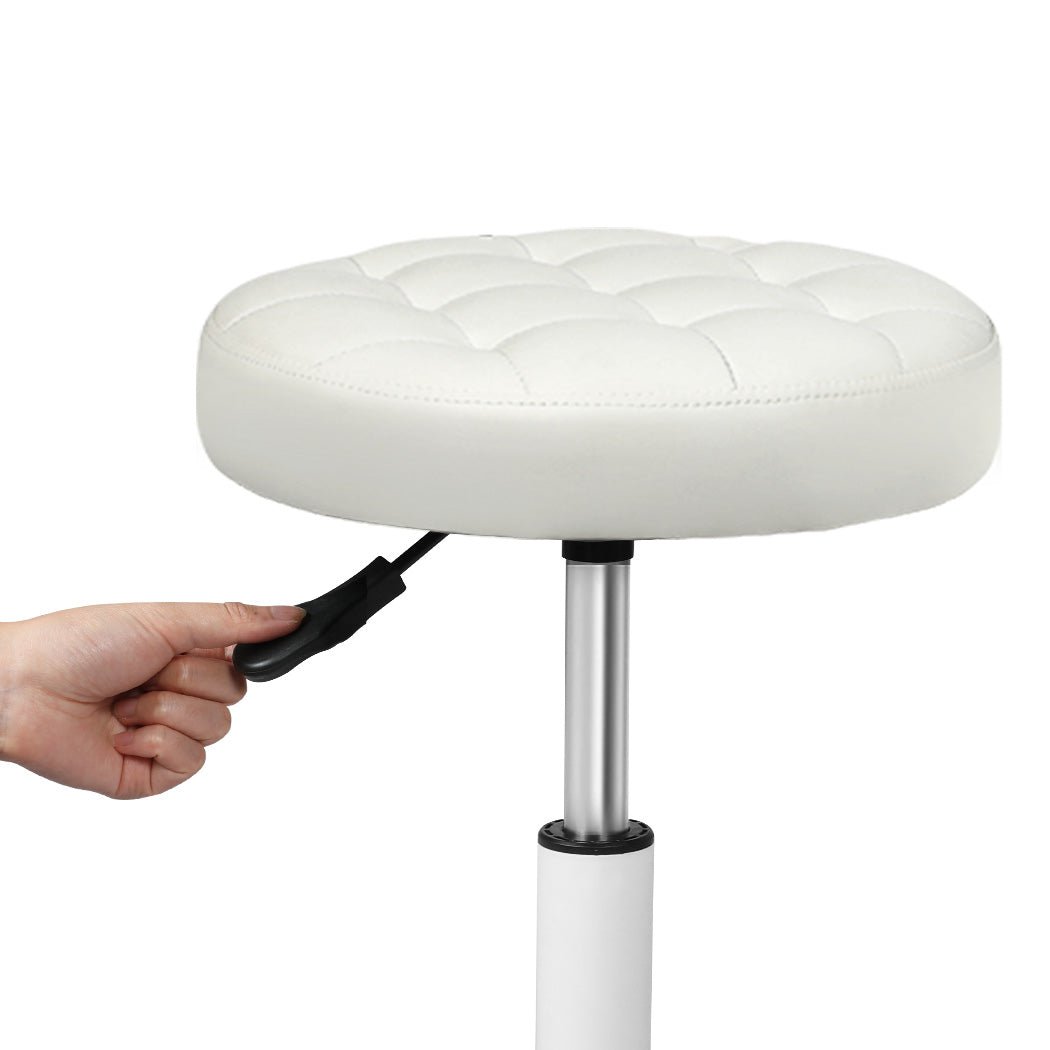 Rolling Bar Stool with PU Leather Seat and Casters - Beige - Rivercity House & Home Co. (ABN 18 642 972 209) - Affordable Modern Furniture Australia