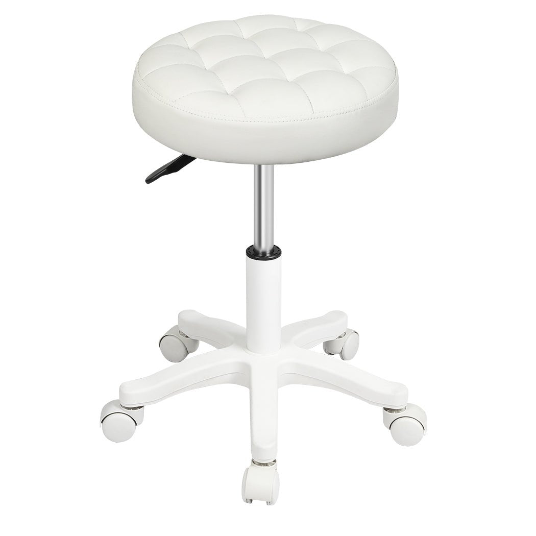 Rolling Bar Stool with PU Leather Seat and Casters - Beige - Rivercity House & Home Co. (ABN 18 642 972 209) - Affordable Modern Furniture Australia