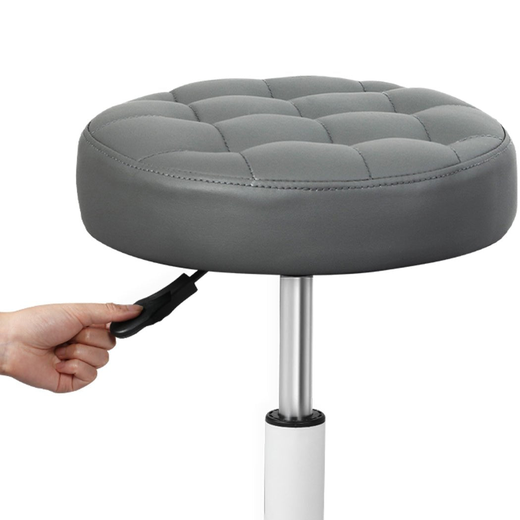 Rolling Bar Stool with PU Leather Seat and Casters - Grey - Rivercity House & Home Co. (ABN 18 642 972 209) - Affordable Modern Furniture Australia