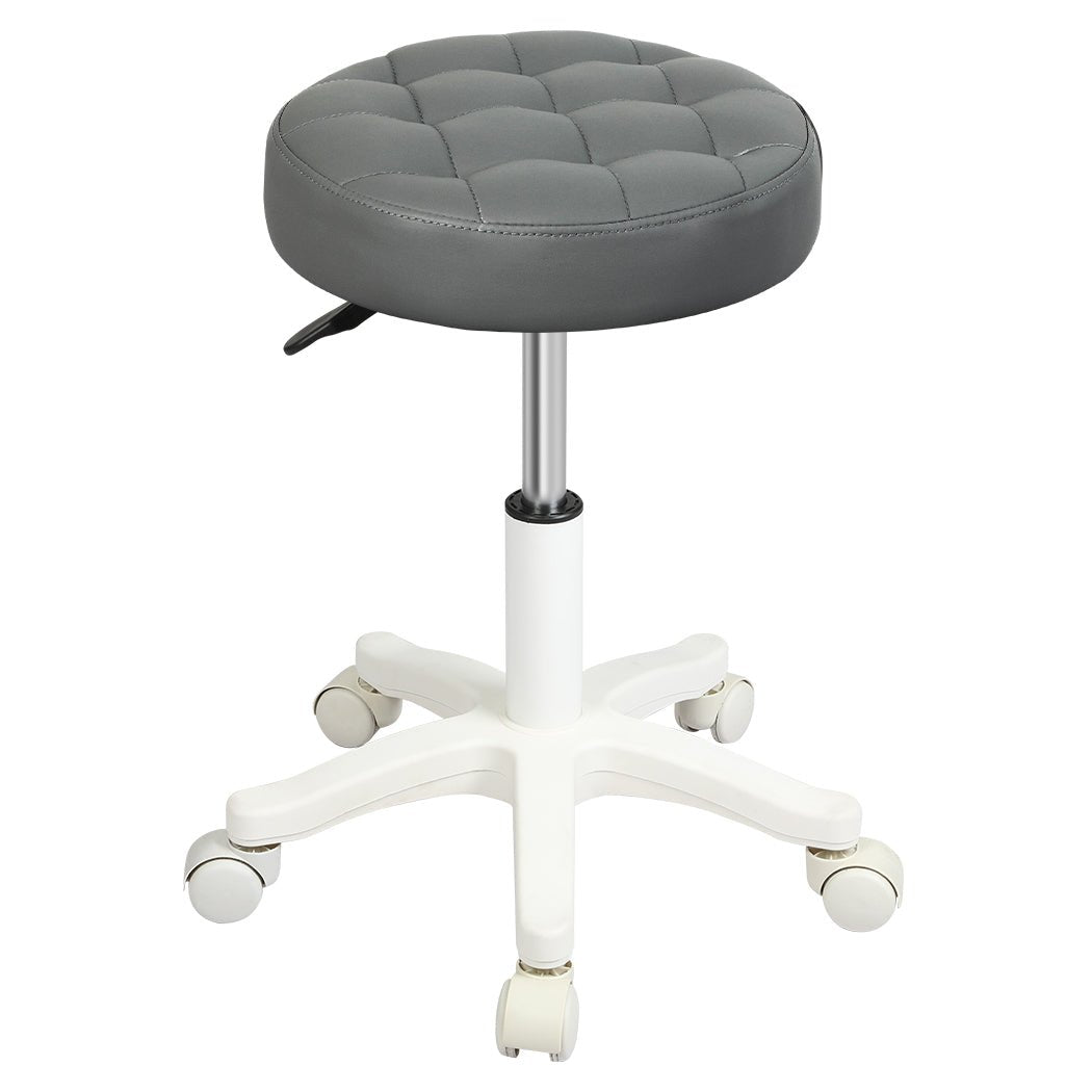 Rolling Bar Stool with PU Leather Seat and Casters - Grey - Rivercity House & Home Co. (ABN 18 642 972 209) - Affordable Modern Furniture Australia