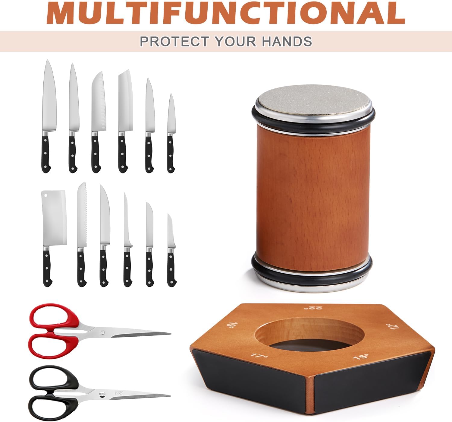 Rolling Knife Sharpener Kit with 5 Magnetic Angles 12° - 22° for Chef & Home Kitchen - Black Silver - Home & Garden > Kitchenware > Kitchen Knives - Rivercity House & Home Co. (ABN 18 642 972 209) - Affordable Modern Furniture Australia