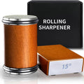 Rolling Knife Sharpener with 15° & 20° Angles for Kitchen Knives - Brown