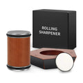 Rolling Knife Sharpener with 5 Angle Magnetic Holder and 3-Stage Disc Kit - Brown