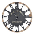 Roman Numeral Round Wall Clock 50cm - Black Natural