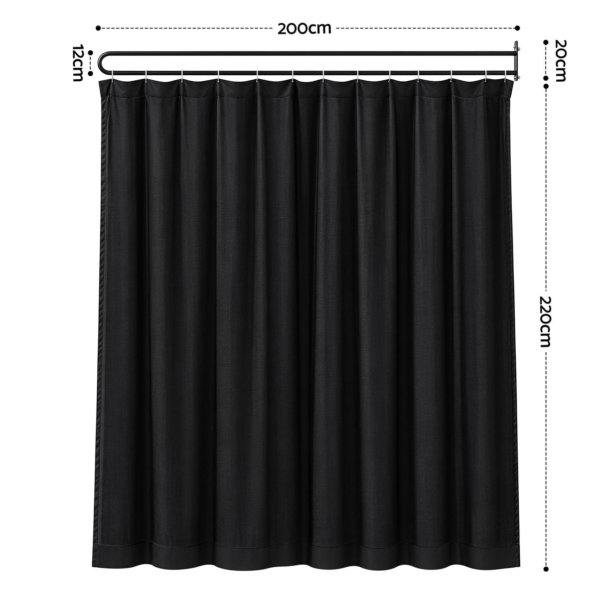 Room Divider Wall Mounted Hanging Curtain Partition Screen 200x220cm - Black - Furniture > Bedroom > Room Dividers - Rivercity House & Home Co. (ABN 18 642 972 209) - Affordable Modern Furniture Australia