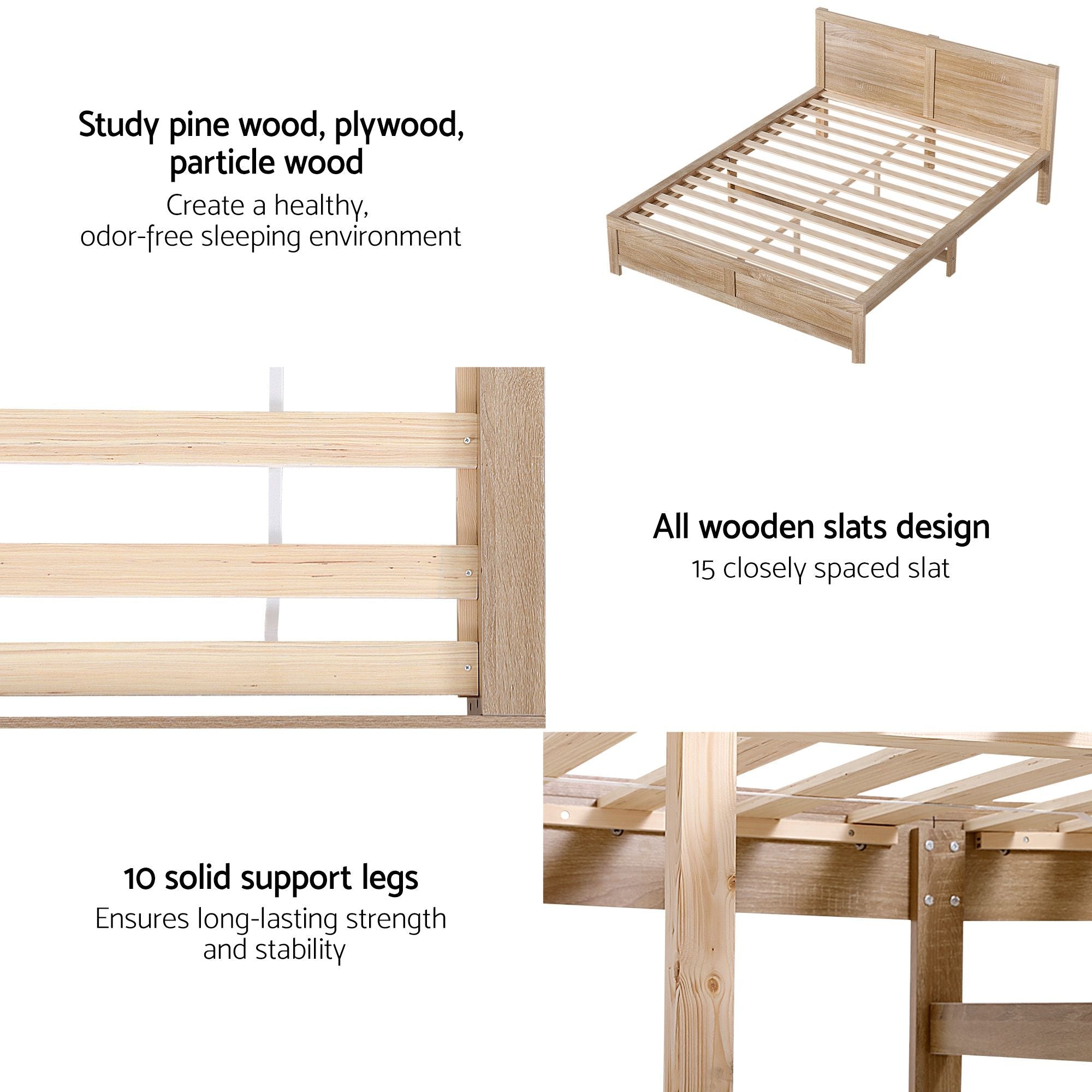 RoomSense Double 26cm Firm Orthopedic Mattress and Wooden Bed Frame Bundle - Oatmeal - Furniture > Bedroom > Beds & Bed Frames - Rivercity House & Home Co. (ABN 18 642 972 209) - Affordable Modern Furniture Australia