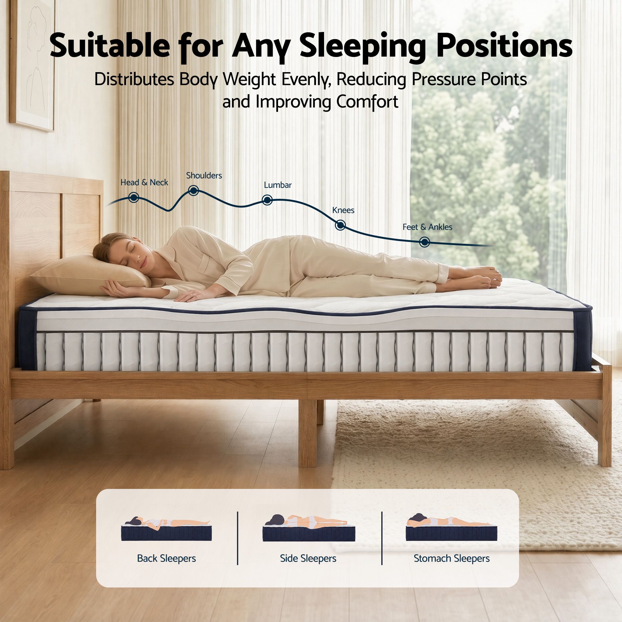 RoomSense Double 26cm Firm Orthopedic Mattress and Wooden Bed Frame Bundle - Oatmeal - Furniture > Bedroom > Beds & Bed Frames - Rivercity House & Home Co. (ABN 18 642 972 209) - Affordable Modern Furniture Australia