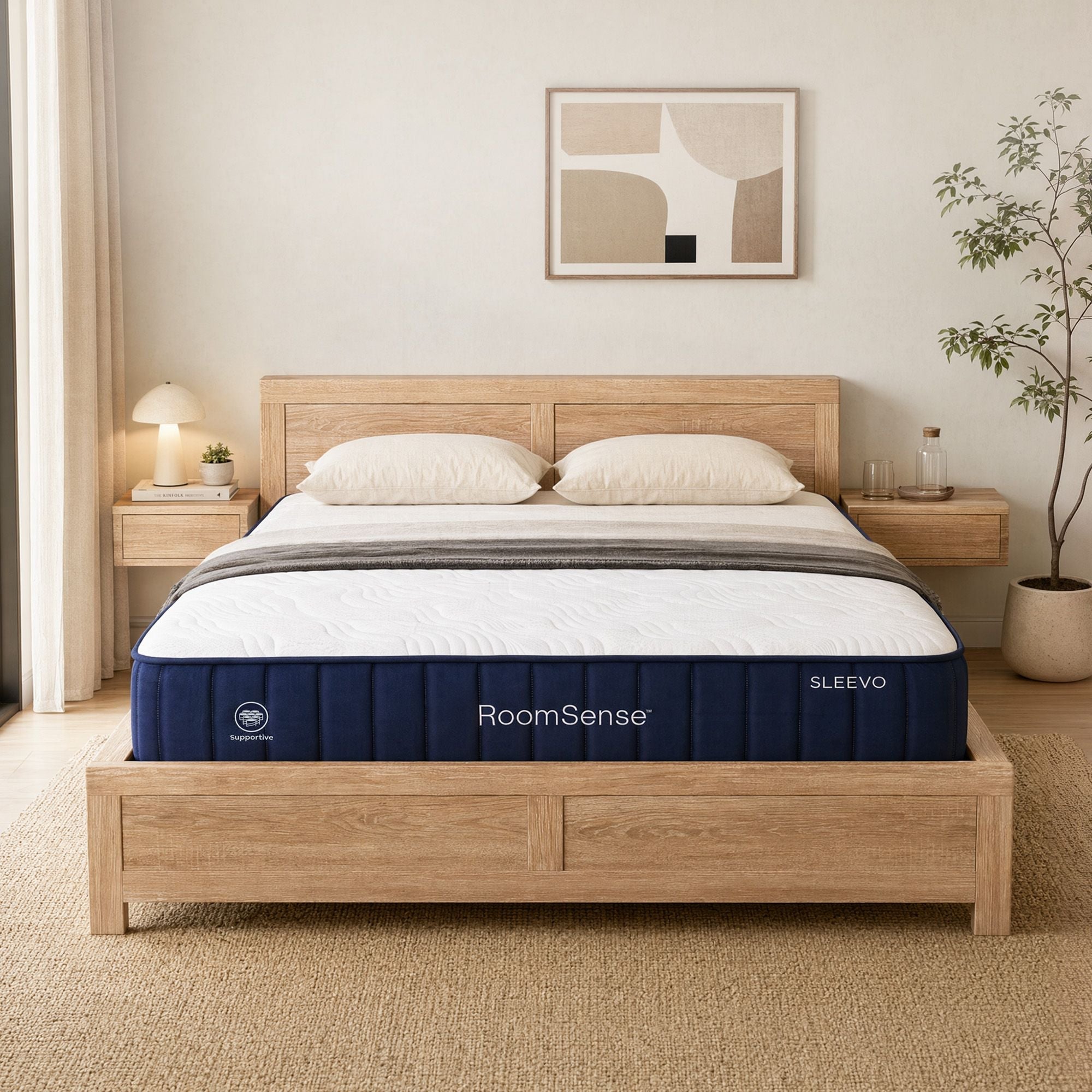 RoomSense Double 26cm Firm Orthopedic Mattress and Wooden Bed Frame Bundle - Oatmeal - Furniture > Bedroom > Beds & Bed Frames - Rivercity House & Home Co. (ABN 18 642 972 209) - Affordable Modern Furniture Australia