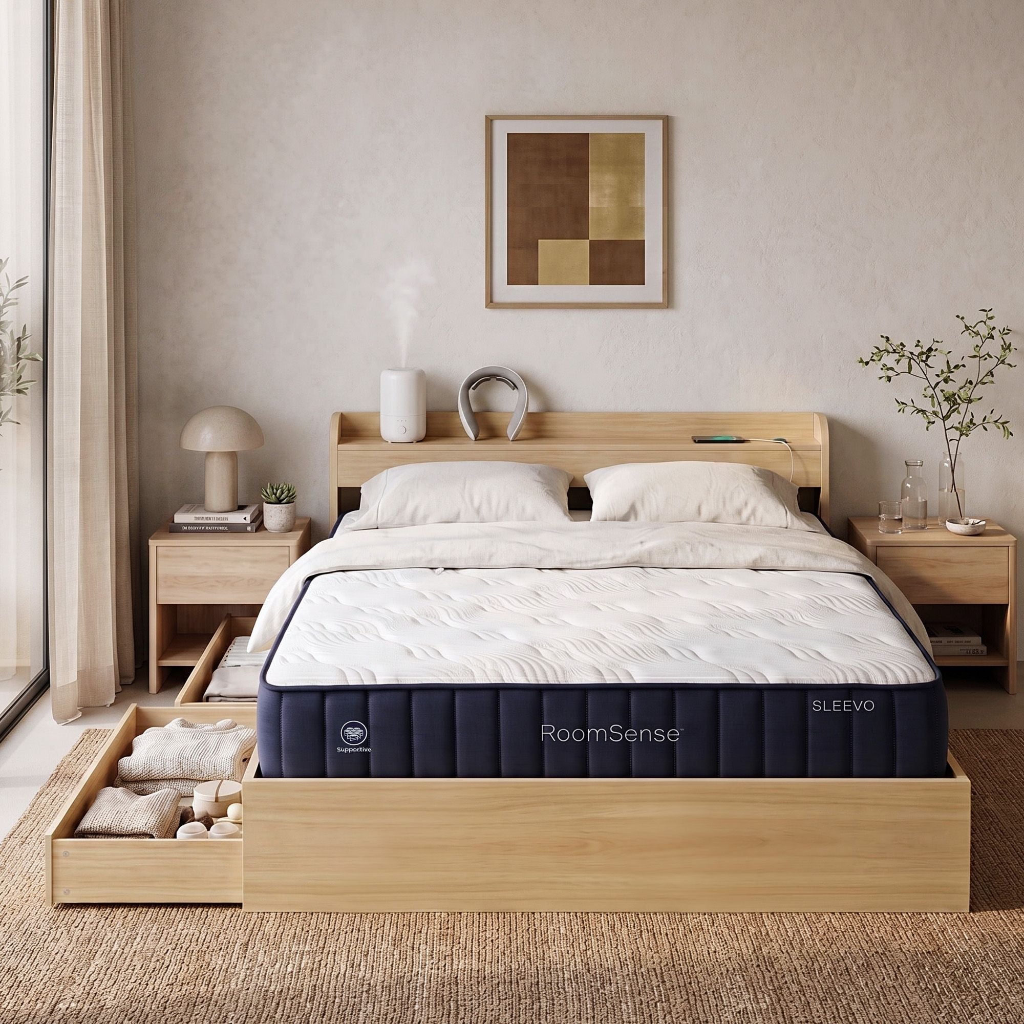 RoomSense Queen 26cm Firm Hybrid Mattress and Storage Bed Frame Bundle - Furniture > Bedroom > Beds & Bed Frames - Rivercity House & Home Co. (ABN 18 642 972 209) - Affordable Modern Furniture Australia