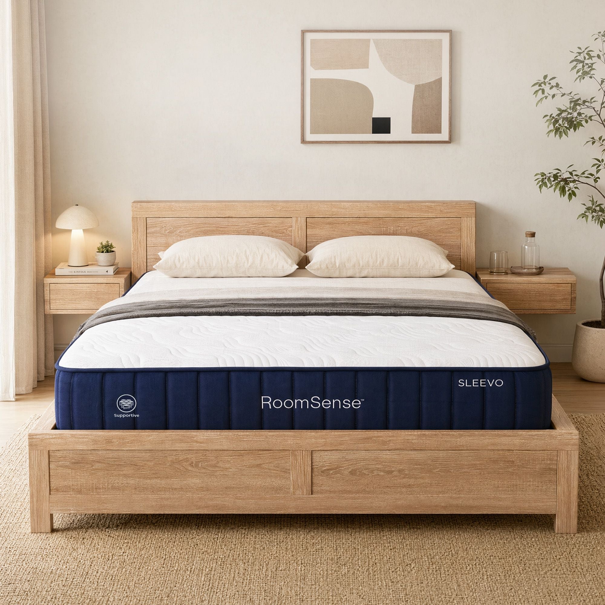 RoomSense Queen 26cm Orthopedic Firm Mattress and Oatmeal Wooden Bed Frame Bundle - Furniture > Bedroom > Beds & Bed Frames - Rivercity House & Home Co. (ABN 18 642 972 209) - Affordable Modern Furniture Australia