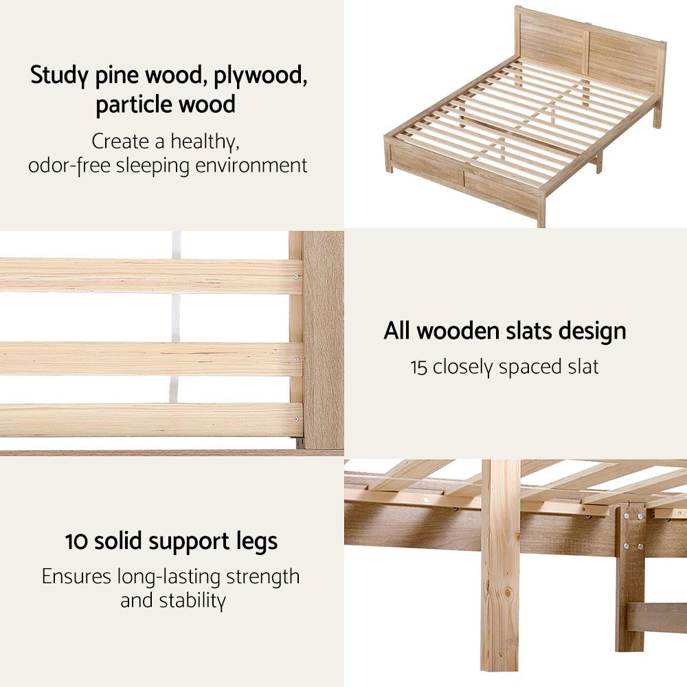 RoomSense Queen 30cm Medium Firm Latex Mattress and Pine Bed Frame Bundle - Oatmeal - Furniture > Bedroom > Beds & Bed Frames - Rivercity House & Home Co. (ABN 18 642 972 209) - Affordable Modern Furniture Australia