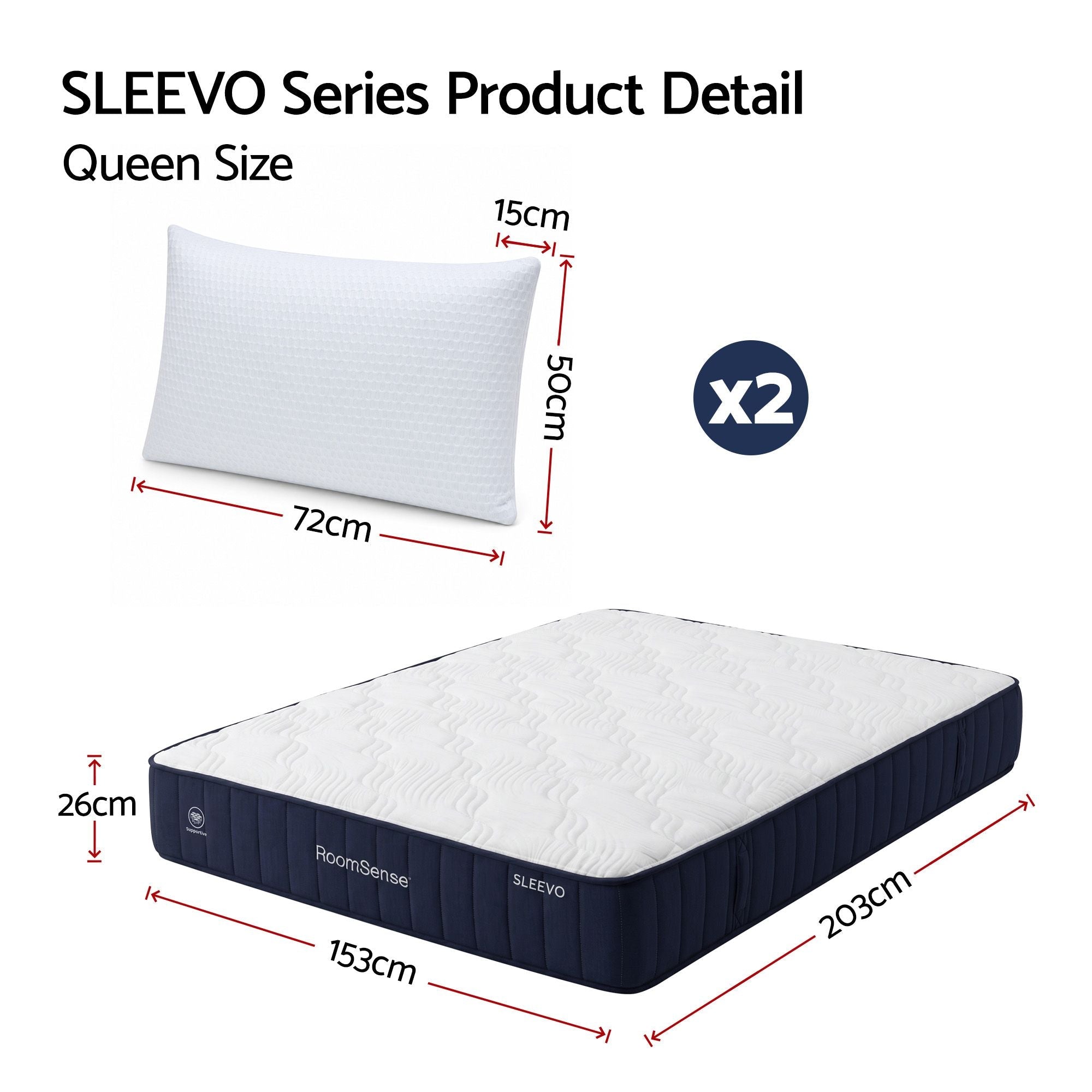 RoomSense Queen 30cm Medium Firm Latex Mattress Bundle with 2 Cooling Pillows - Furniture > Mattresses > Queen Mattress - Rivercity House & Home Co. (ABN 18 642 972 209) - Affordable Modern Furniture Australia