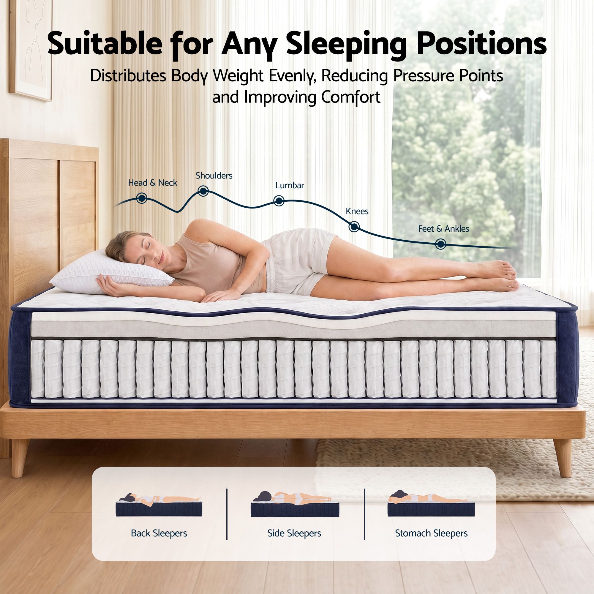 RoomSense Queen 30cm Medium Firm Latex Mattress Bundle with 2 Cooling Pillows - Furniture > Mattresses > Queen Mattress - Rivercity House & Home Co. (ABN 18 642 972 209) - Affordable Modern Furniture Australia