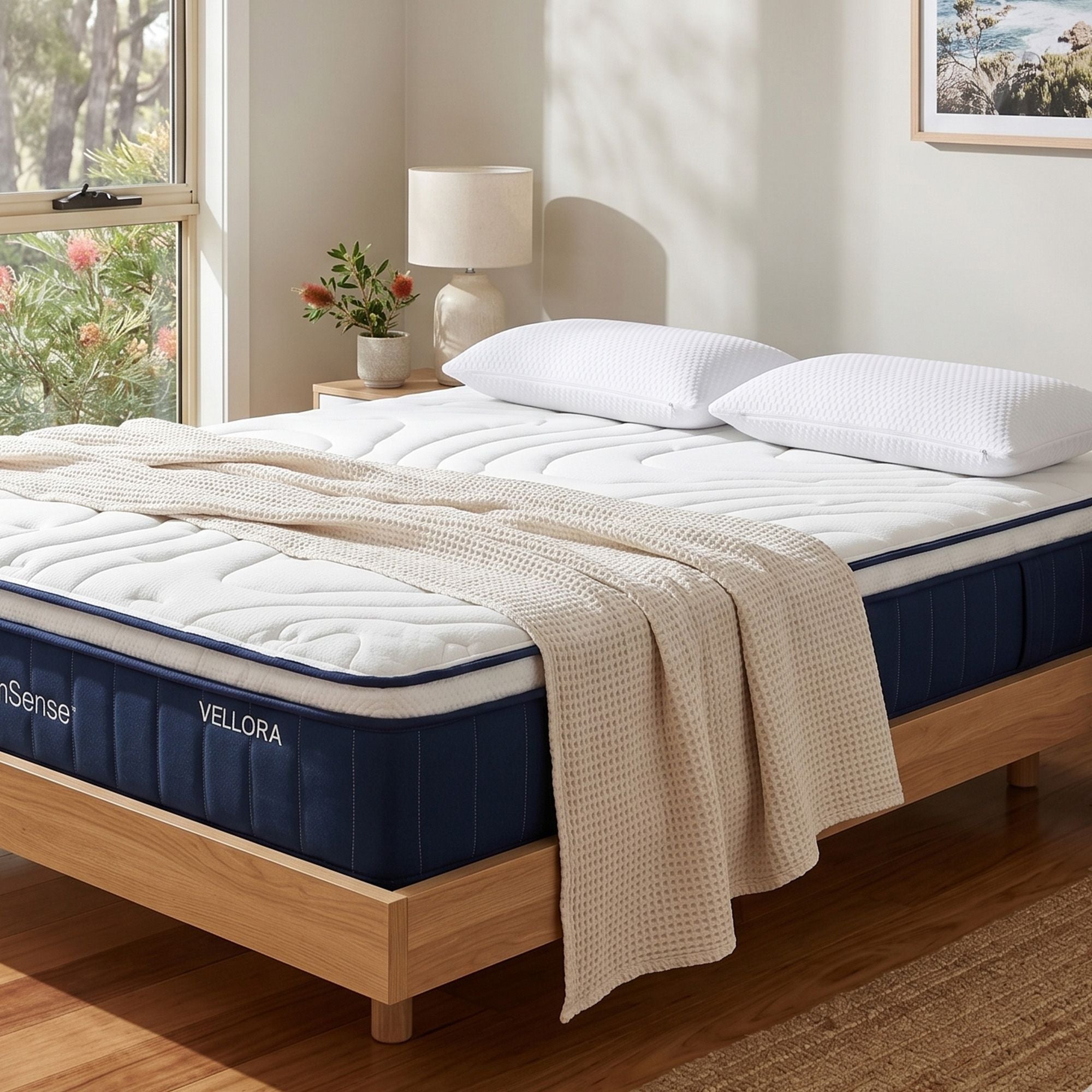 RoomSense Queen 30cm Medium Firm Latex Mattress with 2 Gel Cooling Pillows - Furniture > Mattresses > Queen Mattress - Rivercity House & Home Co. (ABN 18 642 972 209) - Affordable Modern Furniture Australia