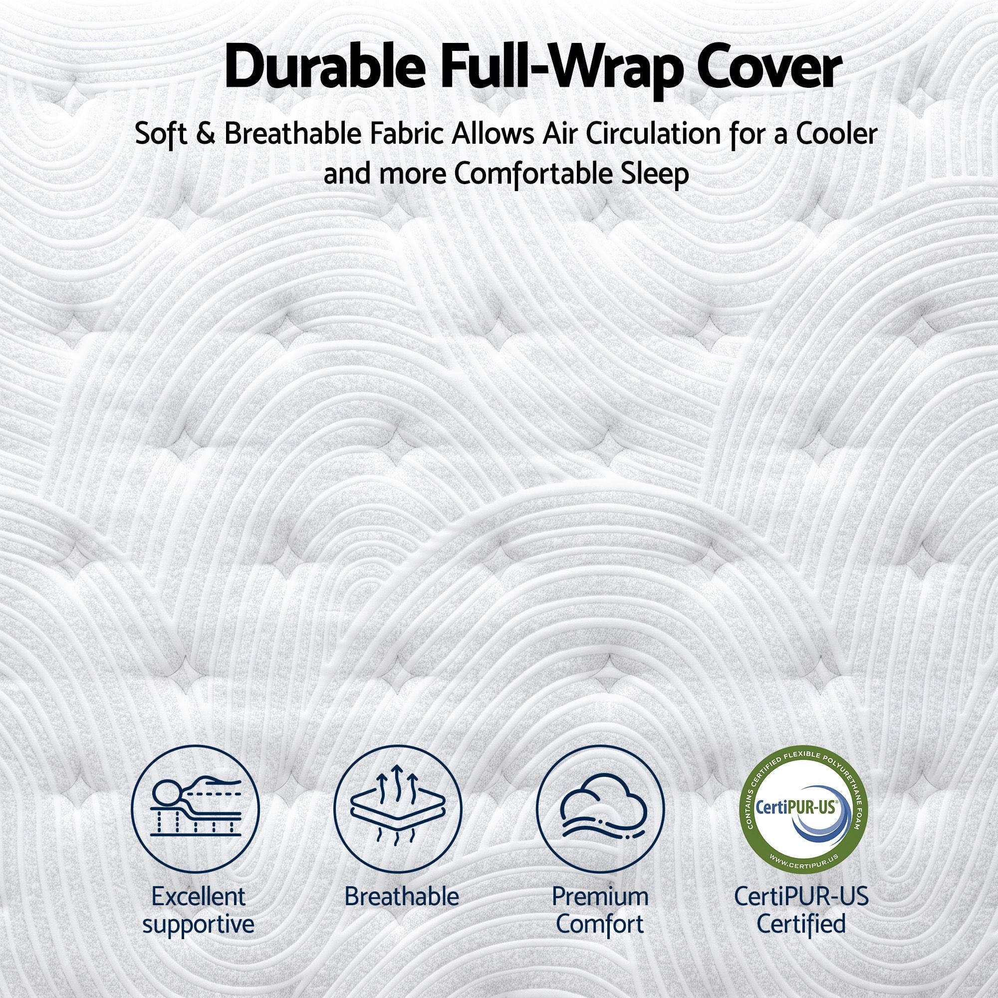 RoomSense Queen Medium Soft Gel Mattress 34cm with Oatmeal Bed Frame - Furniture > Bedroom > Beds & Bed Frames - Rivercity House & Home Co. (ABN 18 642 972 209) - Affordable Modern Furniture Australia