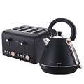 Rose Trim Collection 4-Slice Toaster & 1.7L Kettle Bundle - Black