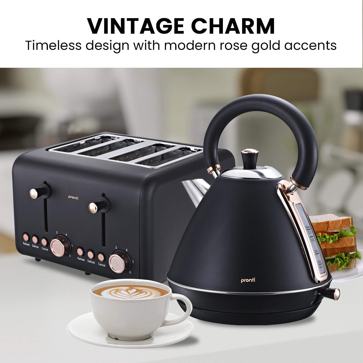 Rose Trim Collection Toaster & Kettle Bundle - Black - Occasions > Party & Birthday Novelties > Party Supplies - Rivercity House & Home Co. (ABN 18 642 972 209) - Affordable Modern Furniture Australia