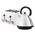 Rose Trim Toaster and Kettle Bundle with 4-Slice Toaster & 1.7L Kettle - White