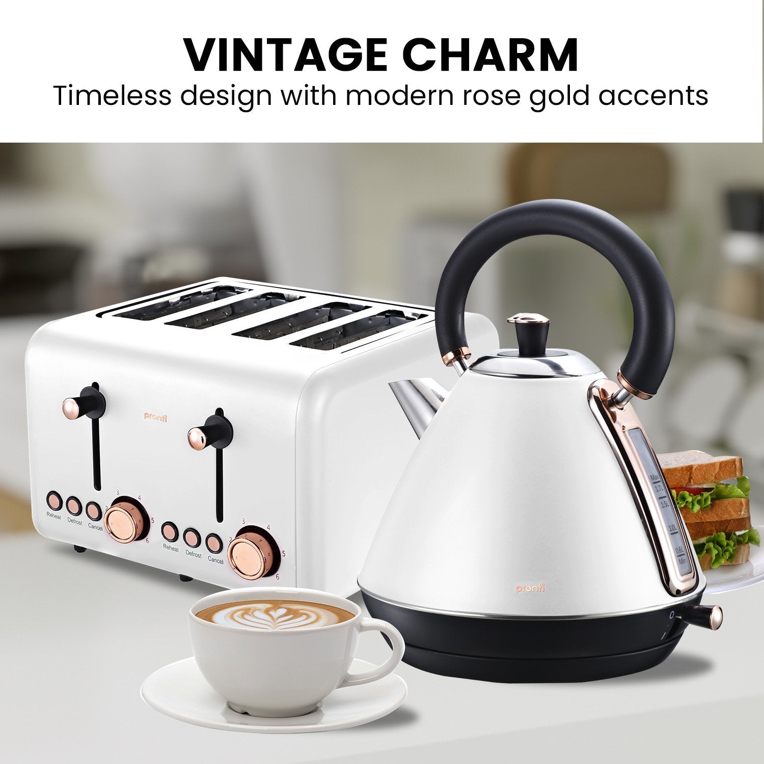 Rose Trim Collection Toaster & Kettle Bundle - White - Appliances > Kitchen Appliances > Toasters & Grills - Rivercity House & Home Co. (ABN 18 642 972 209) - Affordable Modern Furniture Australia