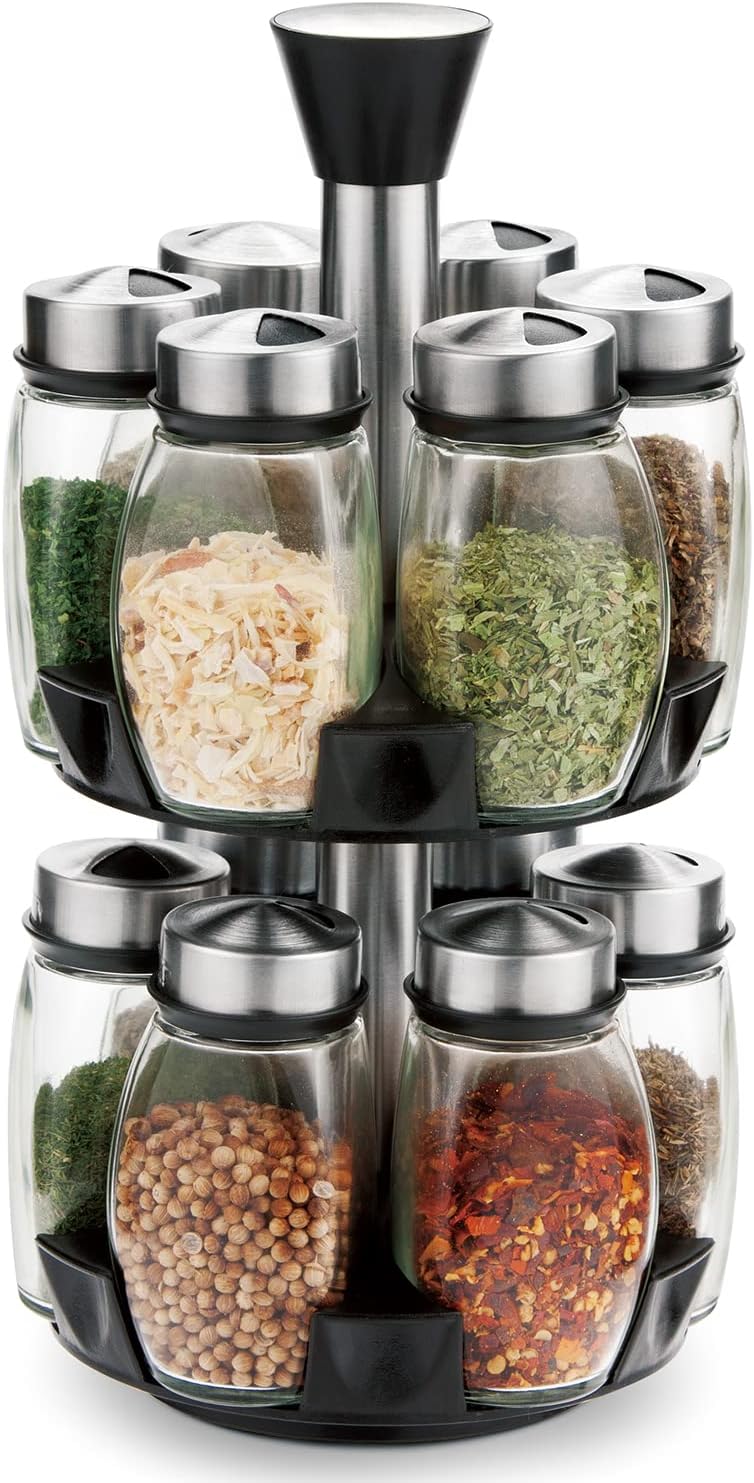 Rotating Spice Rack Organizer with 16 Glass Jars for Kitchen Seasoning and Herb Storage - Home & Garden > DIY > Kitchen & Bathroom DIY - Rivercity House & Home Co. (ABN 18 642 972 209) - Affordable Modern Furniture Australia