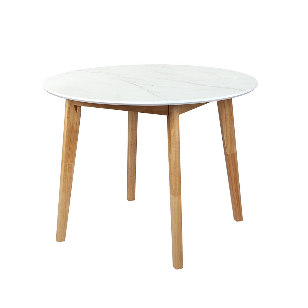 Round 100cm Dining Table with Rubberwood Base - White - Rivercity House & Home Co. (ABN 18 642 972 209) - Affordable Modern Furniture Australia