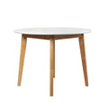Round 100cm Dining Table with Rubberwood Base - White