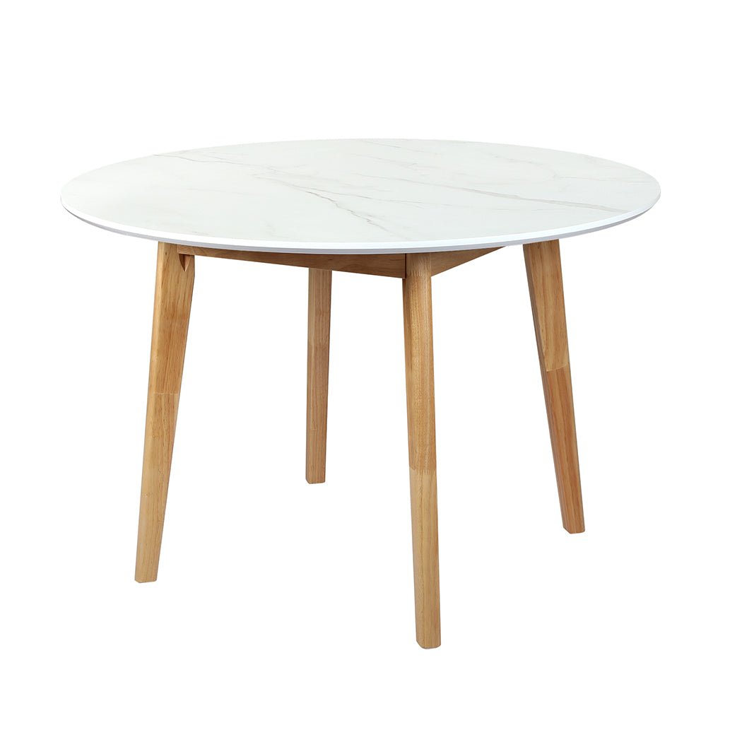 Round 120cm Dining Table with Rubberwood Base - White - Rivercity House & Home Co. (ABN 18 642 972 209) - Affordable Modern Furniture Australia
