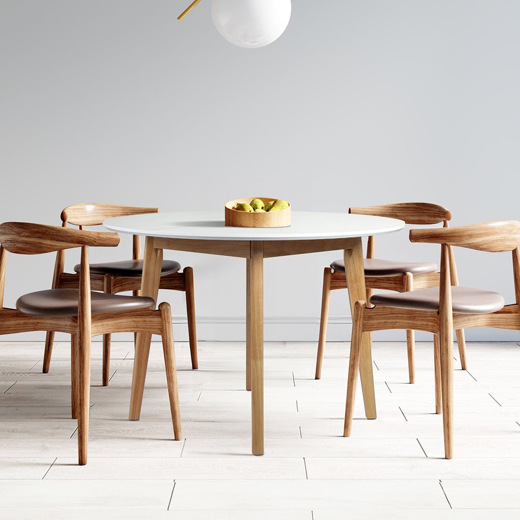 Round 120cm Dining Table with Rubberwood Base - White - Rivercity House & Home Co. (ABN 18 642 972 209) - Affordable Modern Furniture Australia