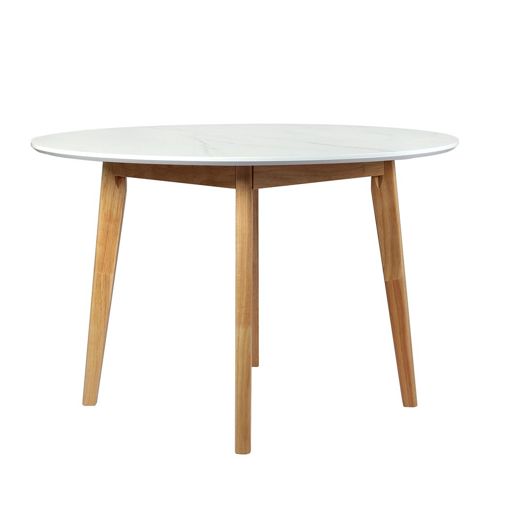 Round 120cm Dining Table with Rubberwood Base - White - Rivercity House & Home Co. (ABN 18 642 972 209) - Affordable Modern Furniture Australia