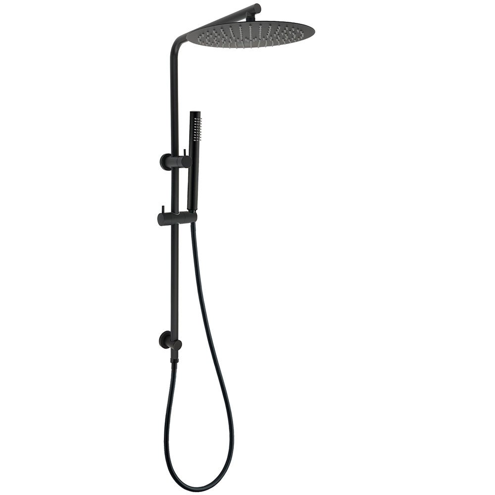 Round 300mm Rain Shower Head Brass Handheld Riser Rail Set Diverter Matt Black - Furniture > Bathroom > Shower Heads & Screens - Rivercity House & Home Co. (ABN 18 642 972 209) - Affordable Modern Furniture Australia